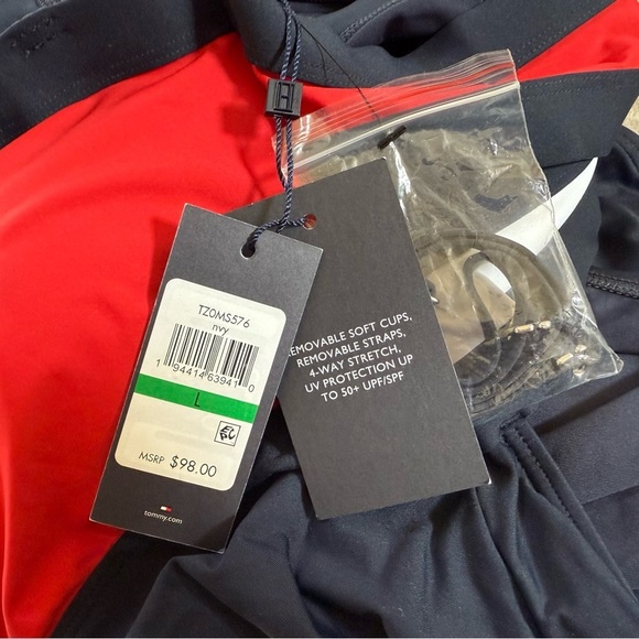 Tommy Hilfiger Swimsuit One Piece Color
Block Strapless Halter Navy Large NWT - Picture 8 of 12